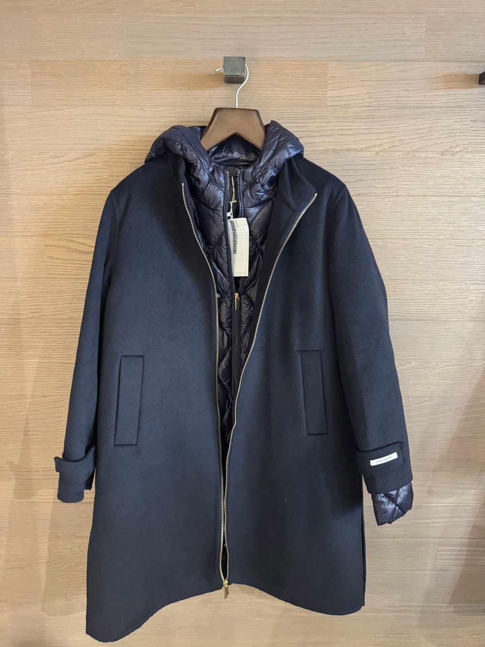 NWT Max Mara Intrend Navy Quilted Hooded / Wool 2 in 1 Coats